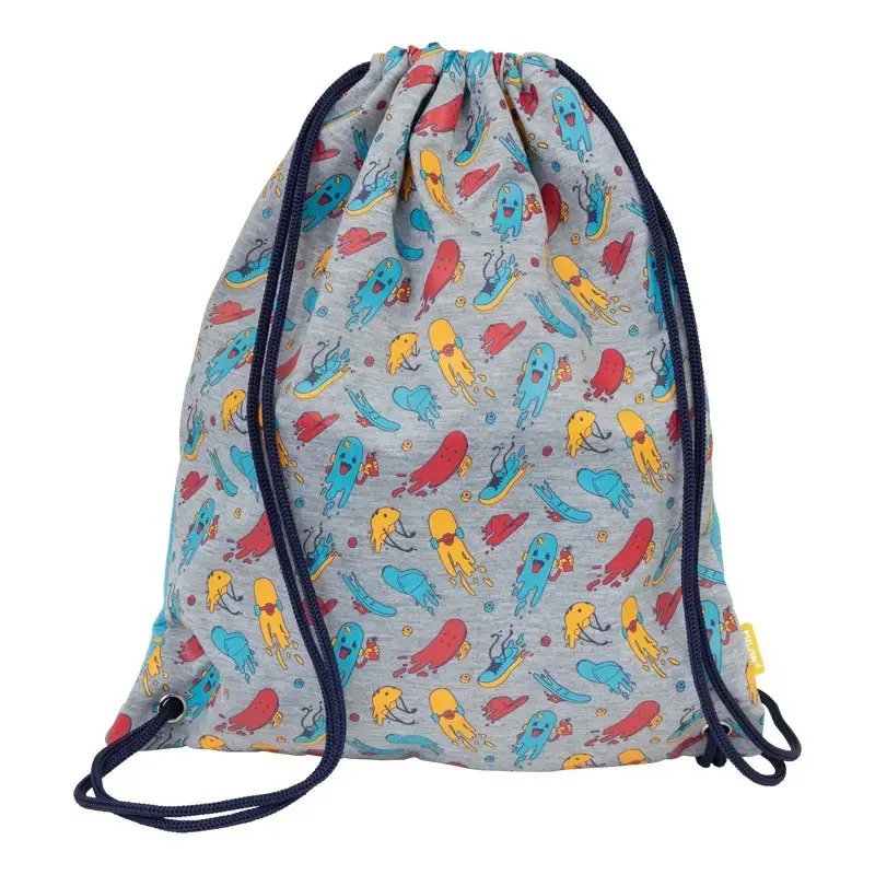 Grand sac à dos ficelle Kickflip, gris et bleu