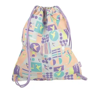 Grand sac à dos ficelle Sugar Colibrí Pastel, rose et gris