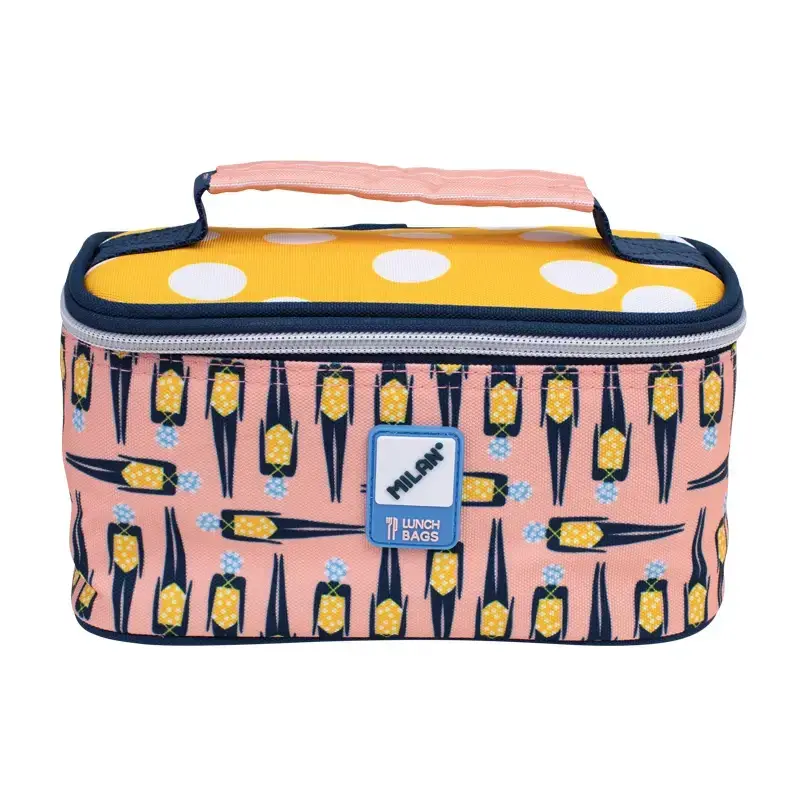 Petit sac isotherme porte-repas (1,5 L) avec 1 boîte alimentaire, série spéciale Swims 2, rose et jaune