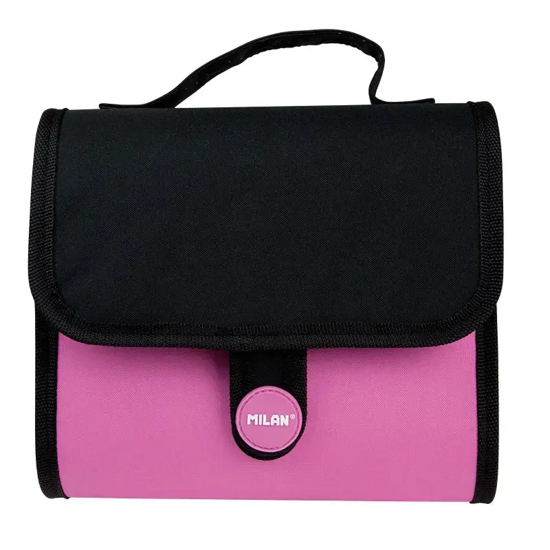 Petit cartable 2 trousses avec contenu Compact Fluo rose