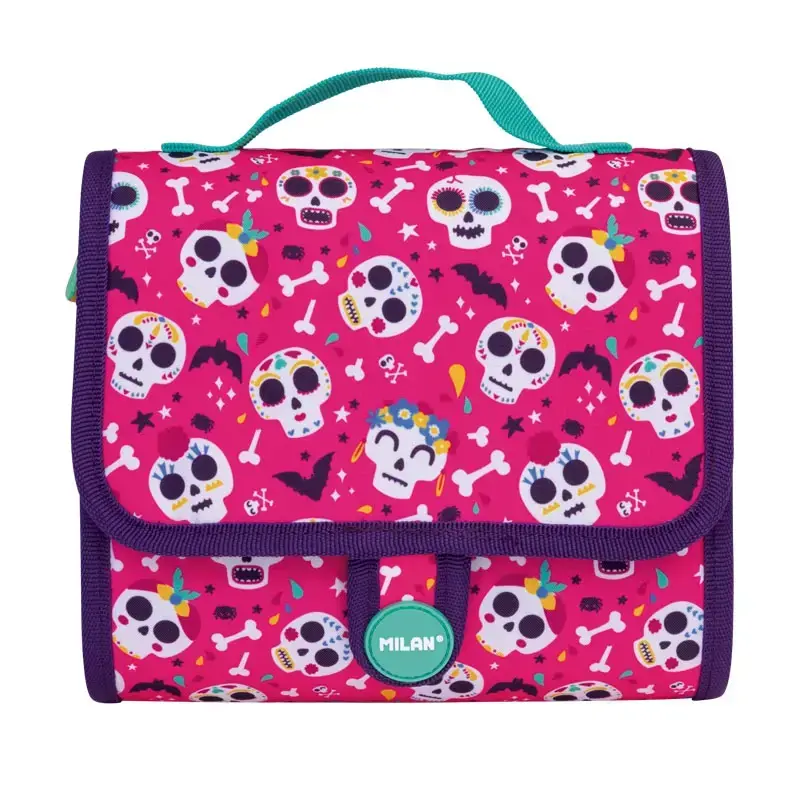 Petit cartable 2 trousses avec contenu Bats & Bites rose