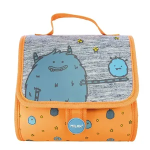 Petit cartable 2 trousses avec contenu Mimo orange