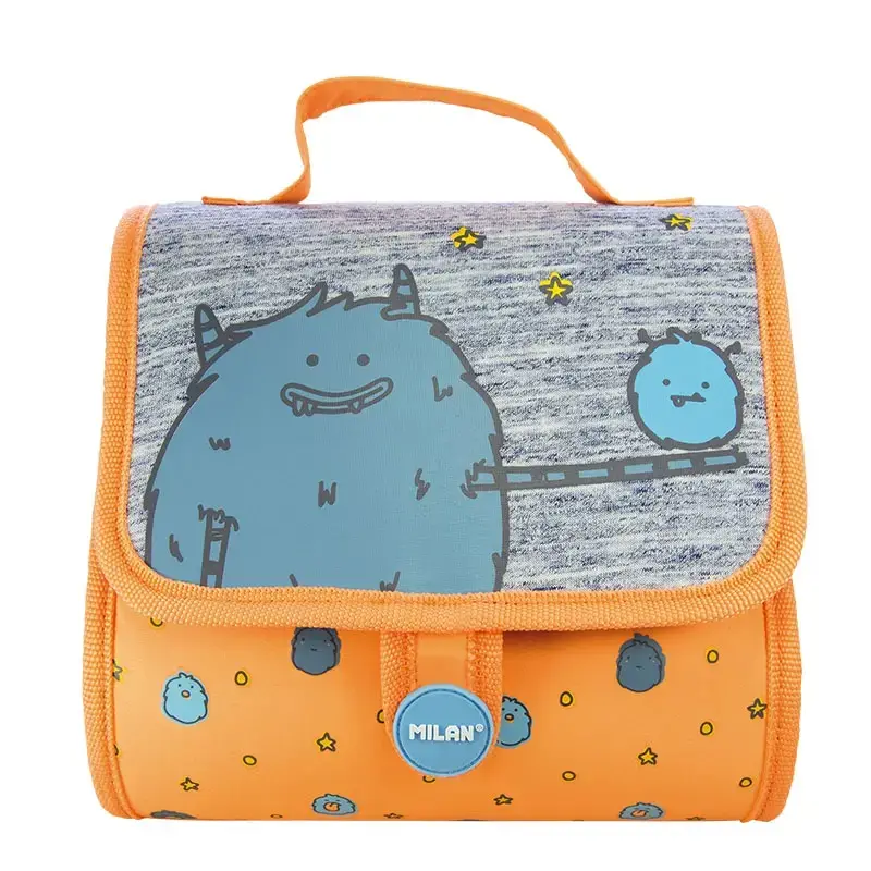 Petit cartable 2 trousses avec contenu Mimo orange