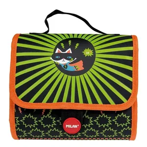 Petit cartable 2 trousses avec contenu Super Heroes vert