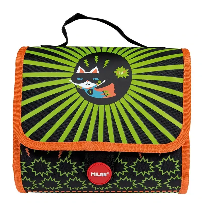 Petit cartable 2 trousses avec contenu Super Heroes vert