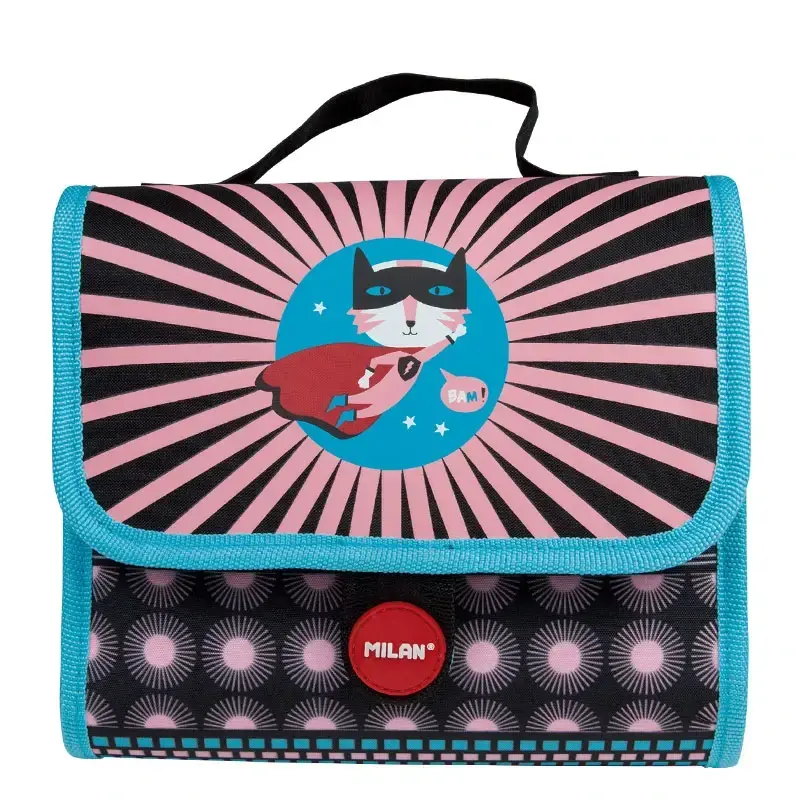 Petit cartable 2 trousses avec contenu Super Heroes rose