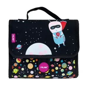 Petit cartable 2 trousses avec contenu Super Heroes Space noir