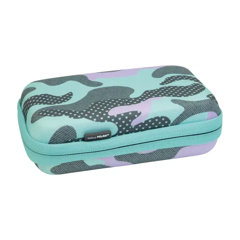 Kit semi-rigide 2 trousses avec contenu Turquoise Camouflage, turquoiseet lilas