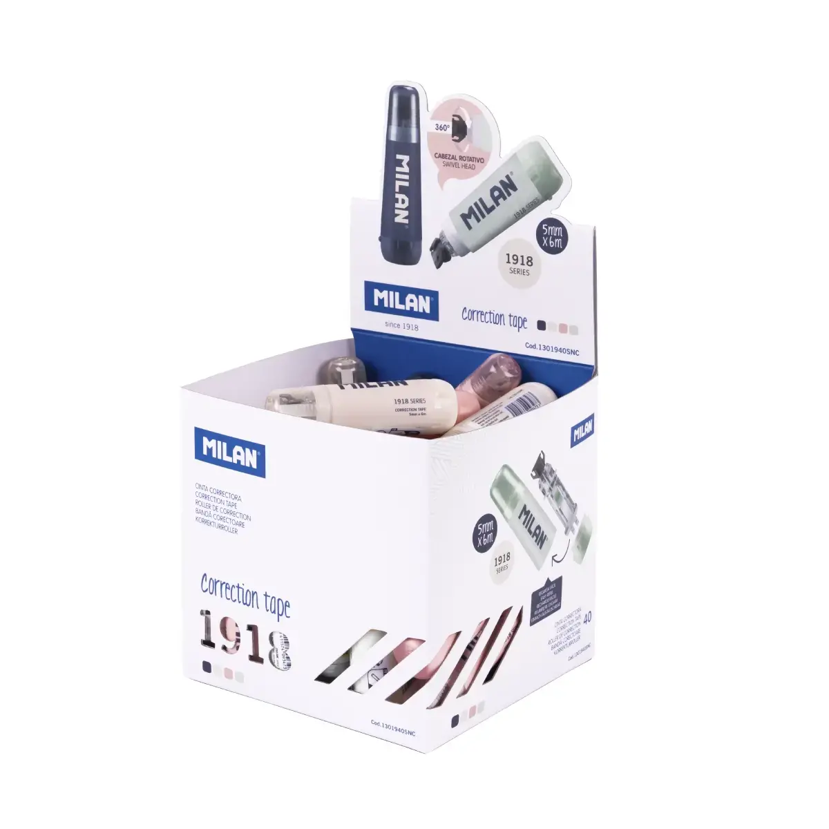 Cube présentoir 40 rubans correcteurs cylindriques 5 mm x 6 m, 430 since 1918 collection