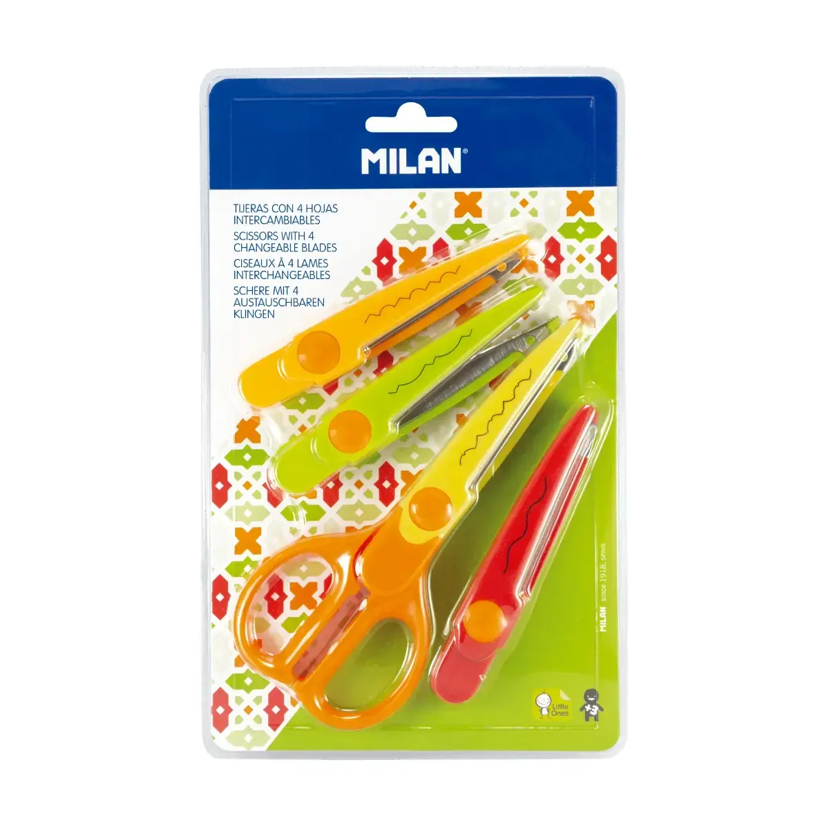 Blister ciseaux zig-zag avec 4 lames interchangeables