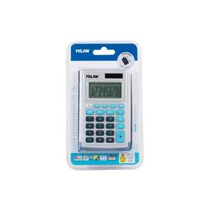 Blister calculatrice bleue et grise 8 chiffres avec étui