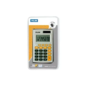 Blister calculatrice grise et orange 8 chiffres avec étui
