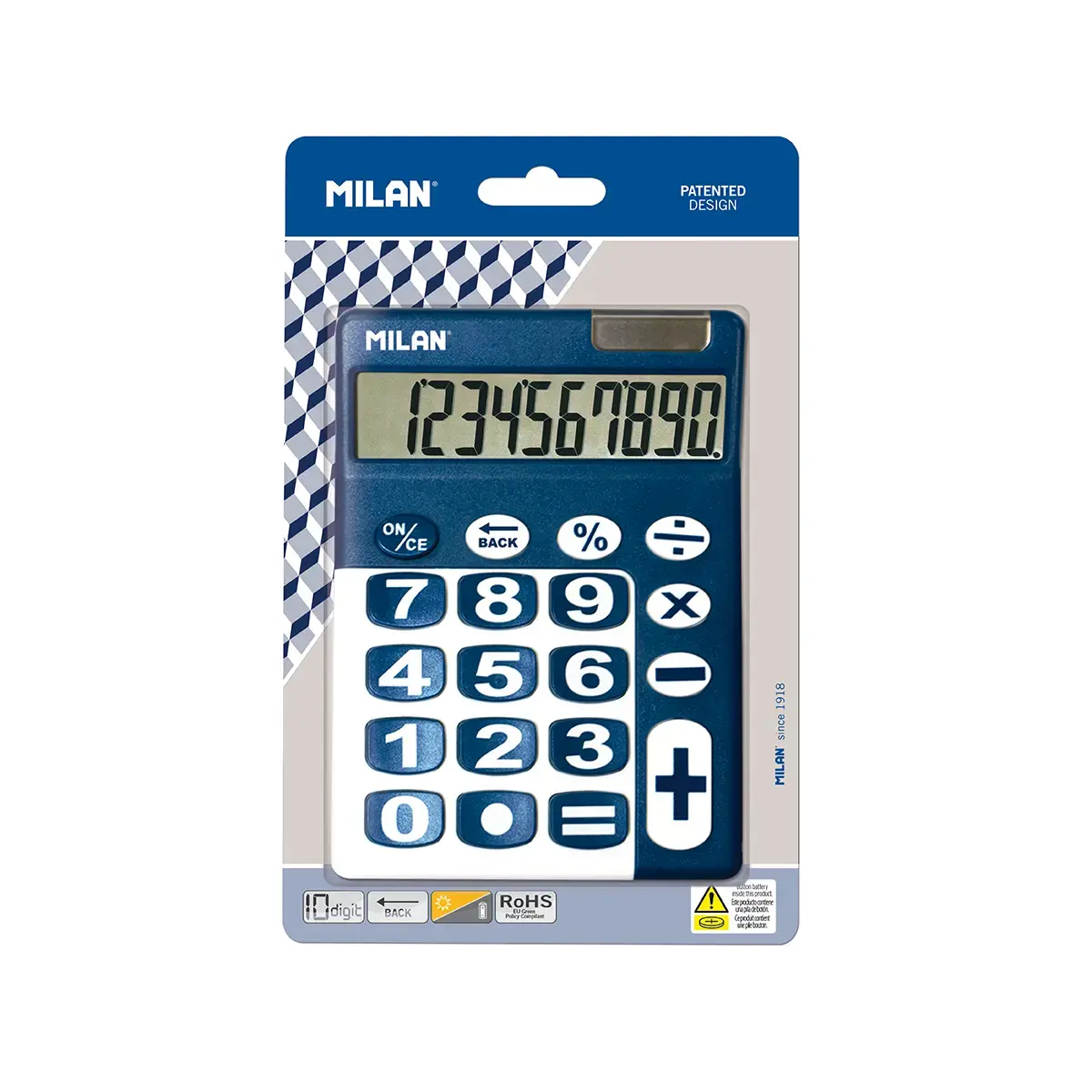 Blister calculatrice bleue 10 chiffres grandes touches