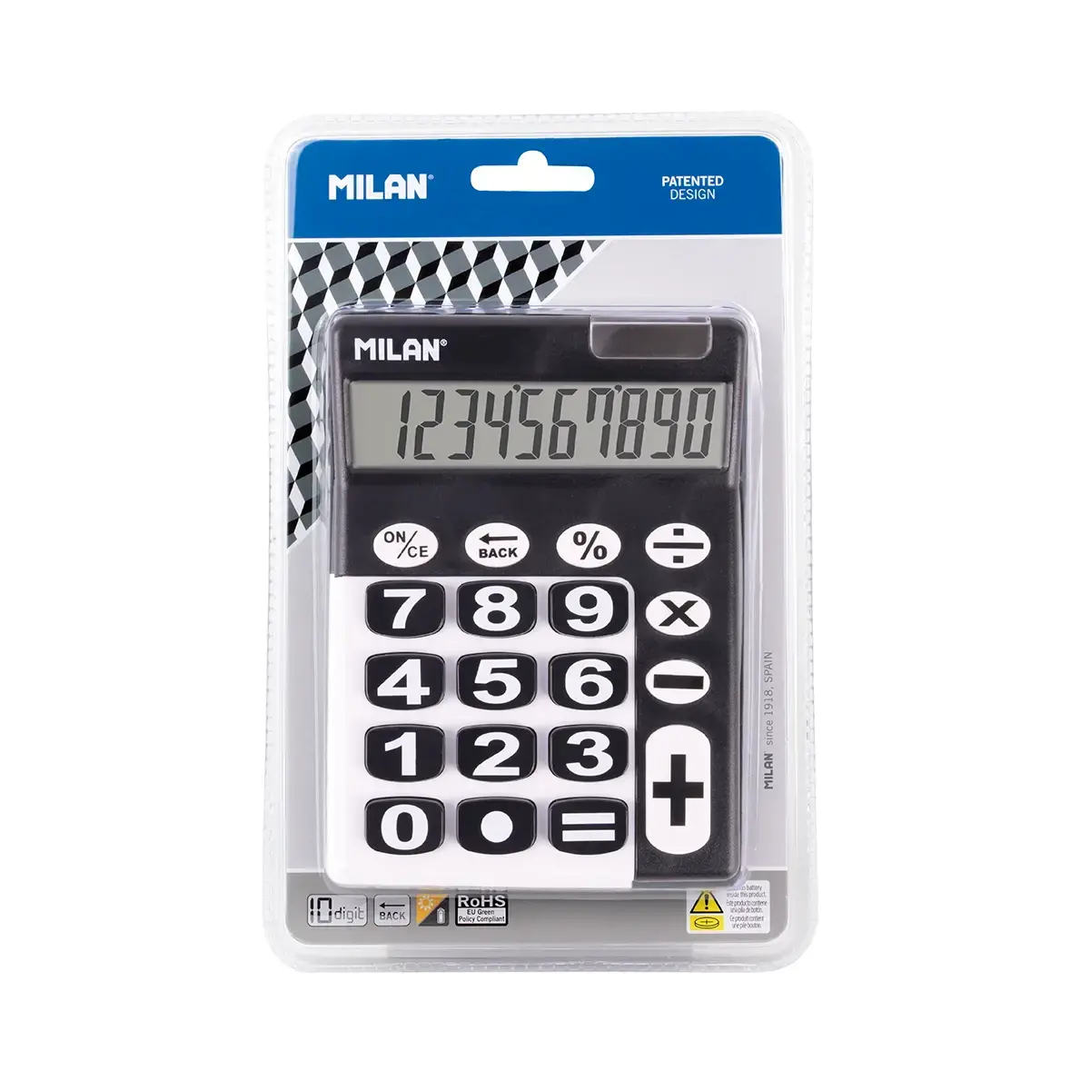 Blister calculatrice noire 10 chiffres grandes touches