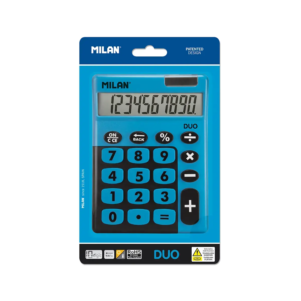 Blister calculatrice de bureau 10 chiffres Duo, bleu