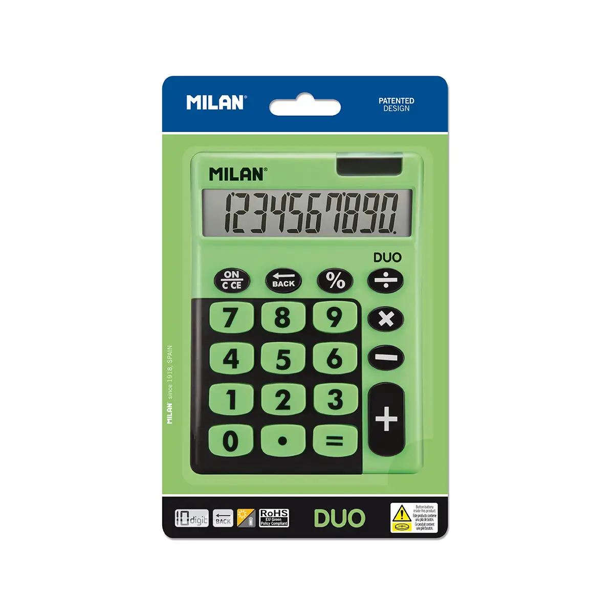 Blister calculatrice de bureau 10 chiffres Duo, vert