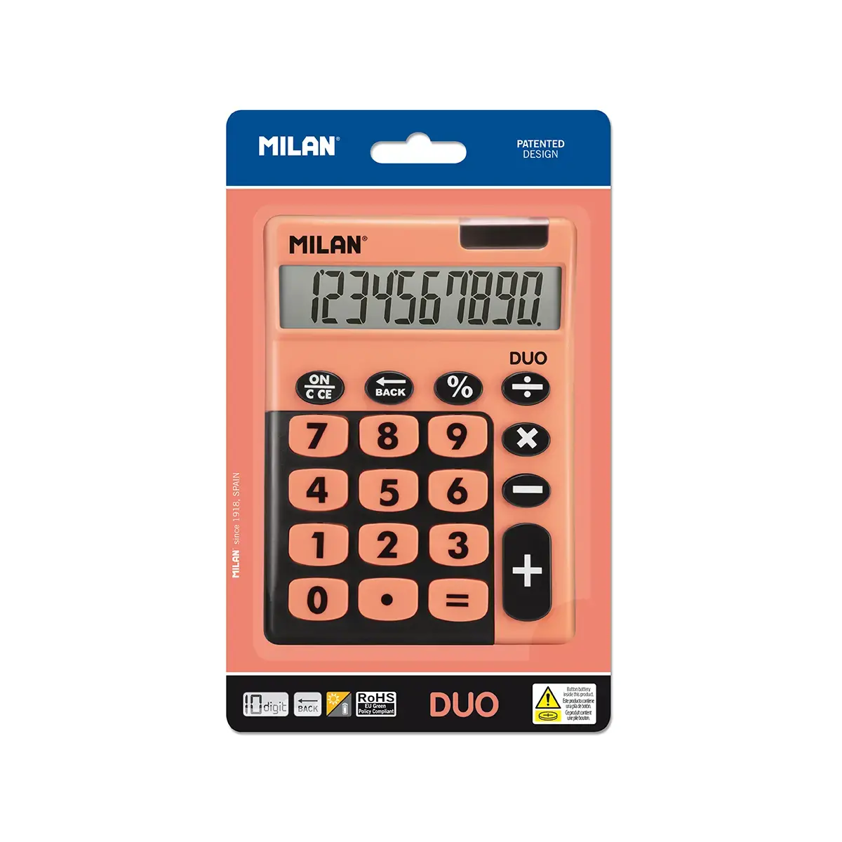 Blister calculatrice de bureau 10 chiffres Duo, orange