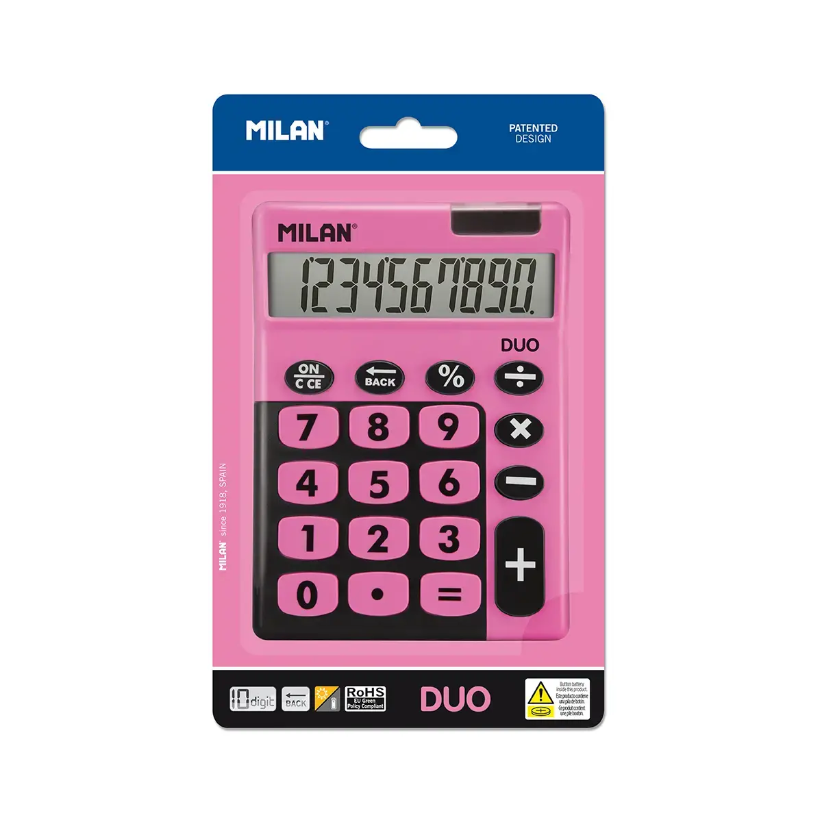 Blister calculatrice de bureau 10 chiffres Duo, rose