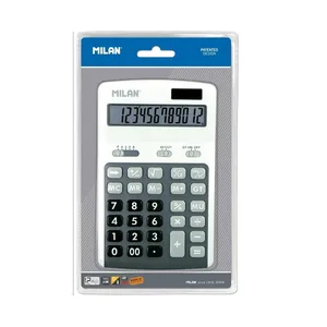Blister calculatrice grise 12 chiffres grandes touches