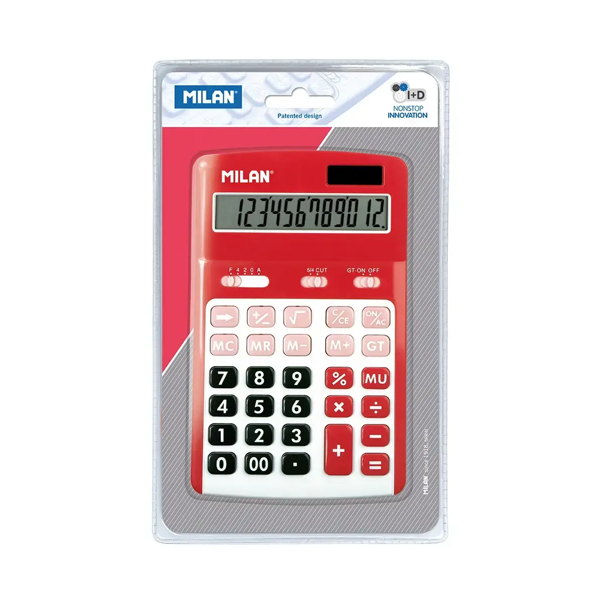 Blister calculatrice rouge 12 chiffres