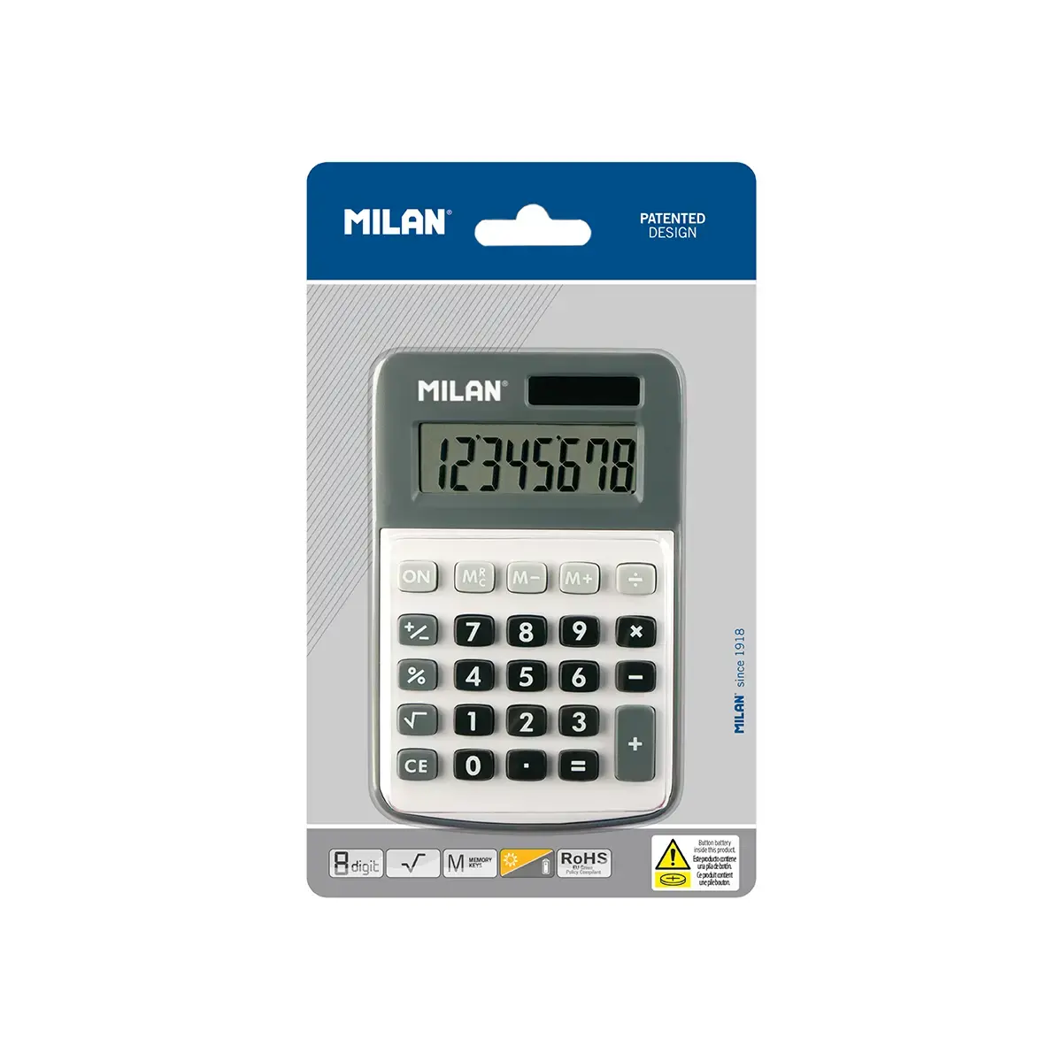 Blister calculatrice grise 8 chiffres