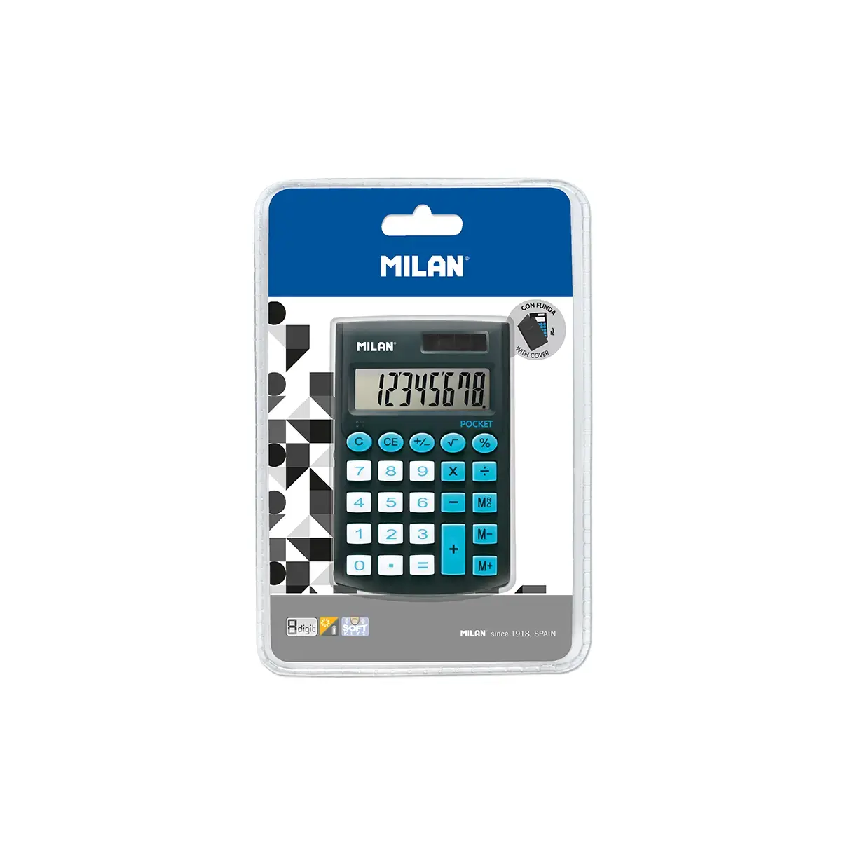 Blister calculatrice Pocket noire 8 chiffres avec étui