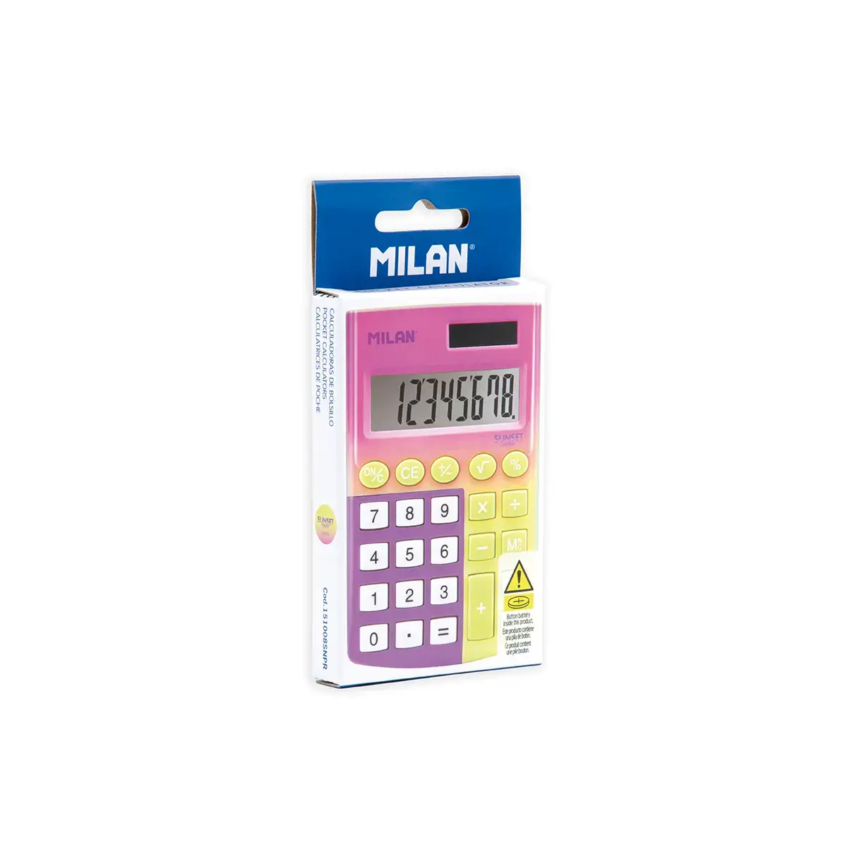 Boîte calculatrice 8 chiffres Pocket Sunset jaune