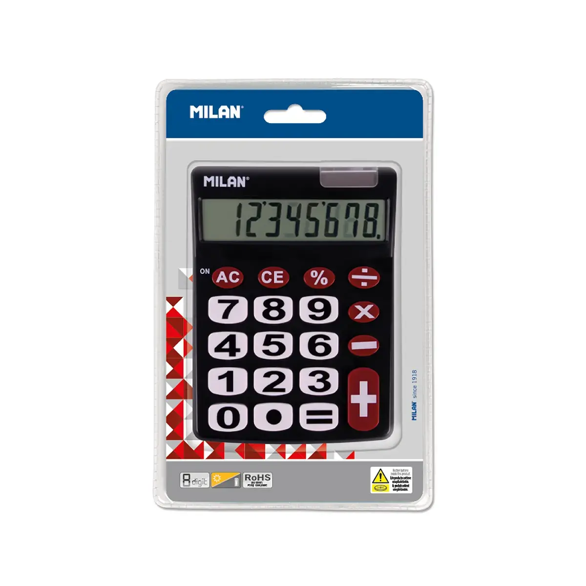 Blister calculatrice noire 8 chiffres