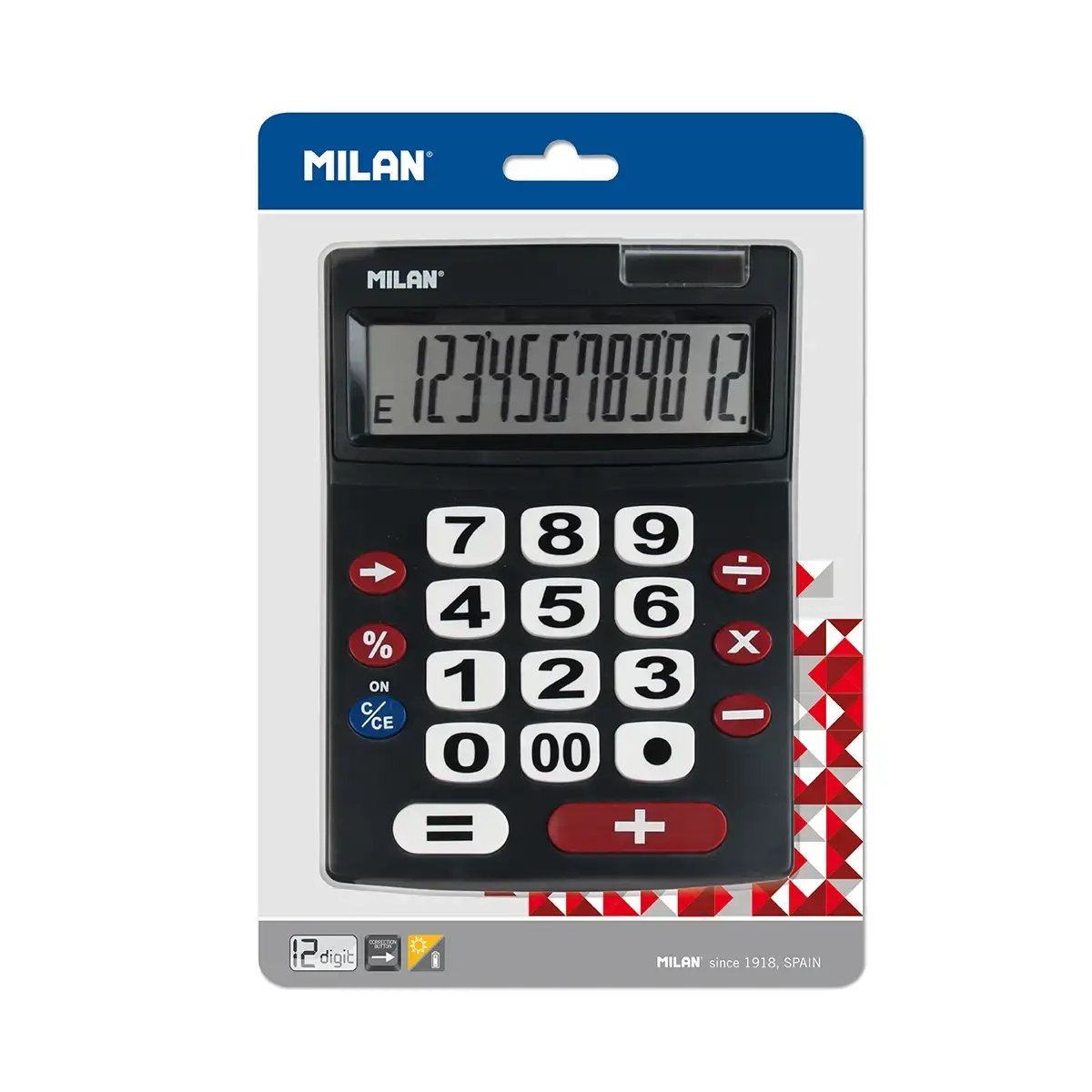 Blister calculatrice noire 12 chiffres