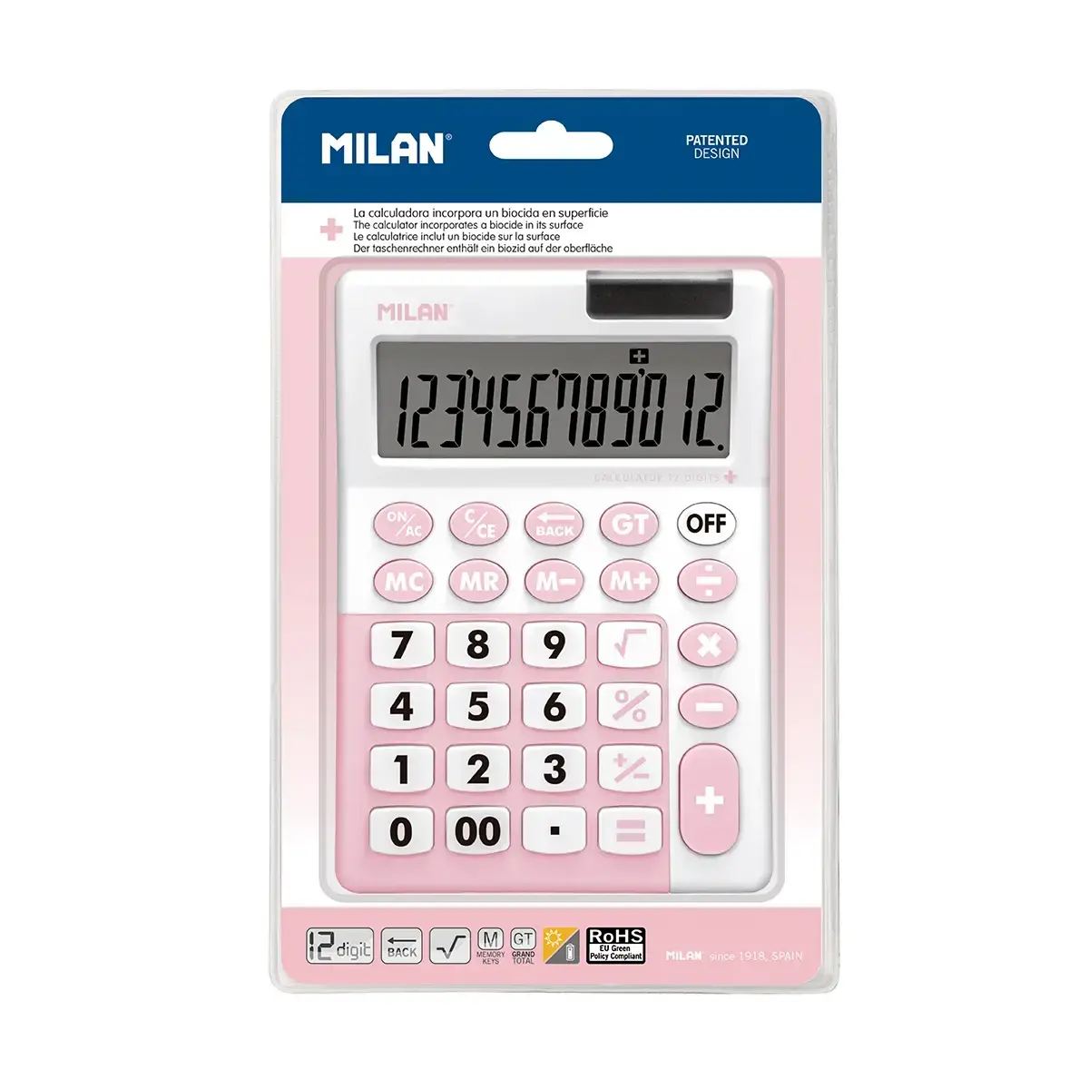 Blister calculatrice 12 chiffres rose, série Édition +