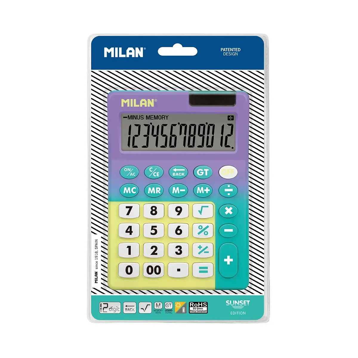 Blister calculatrice 12 chiffres Sunset turquoise