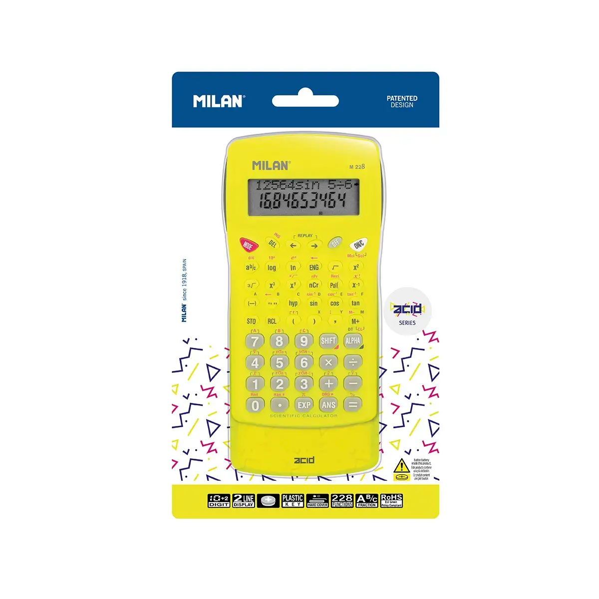Blister calculatrice scientifique M228 série Acid, jaune