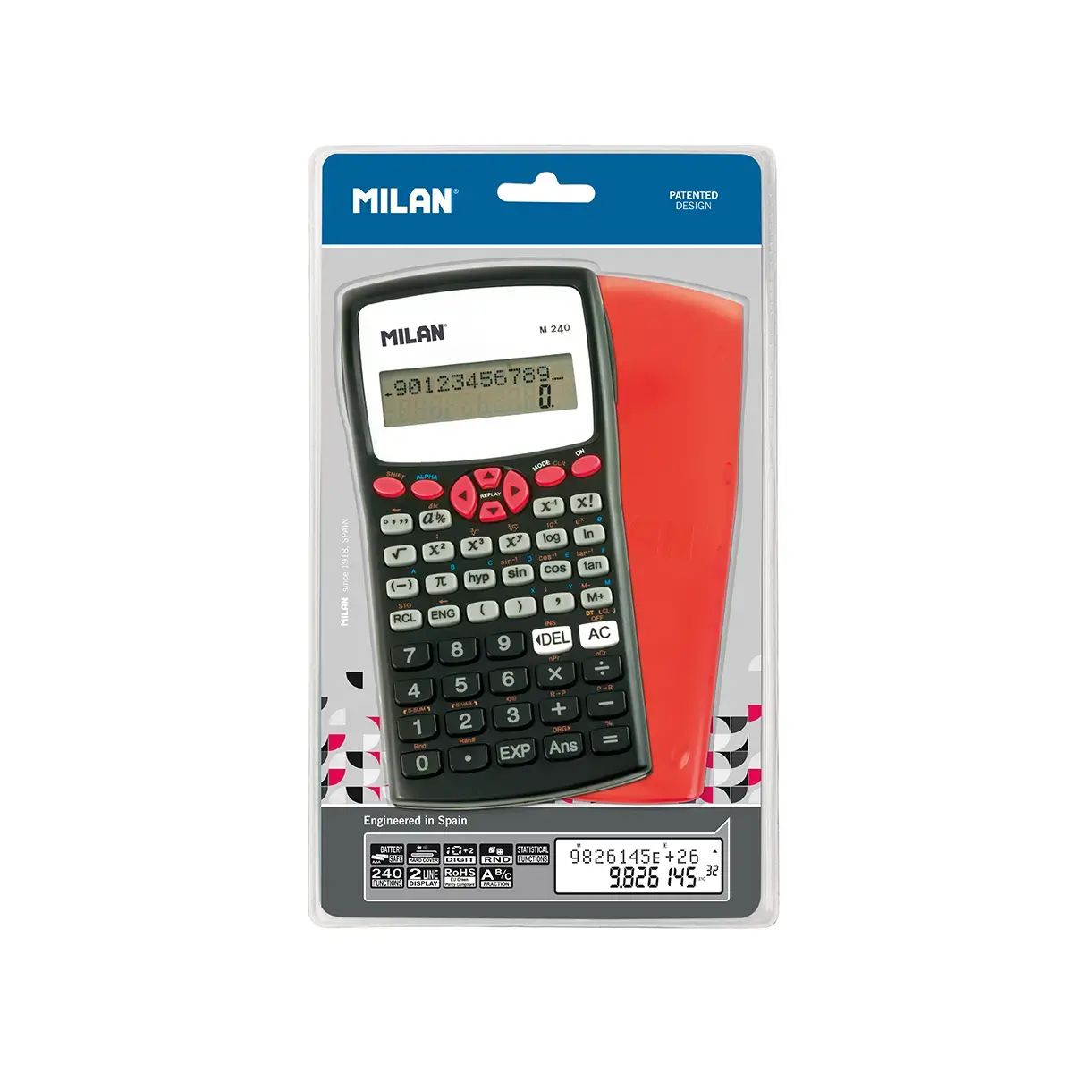 Blister calculatrice scientifique M240 avec étui imprimé