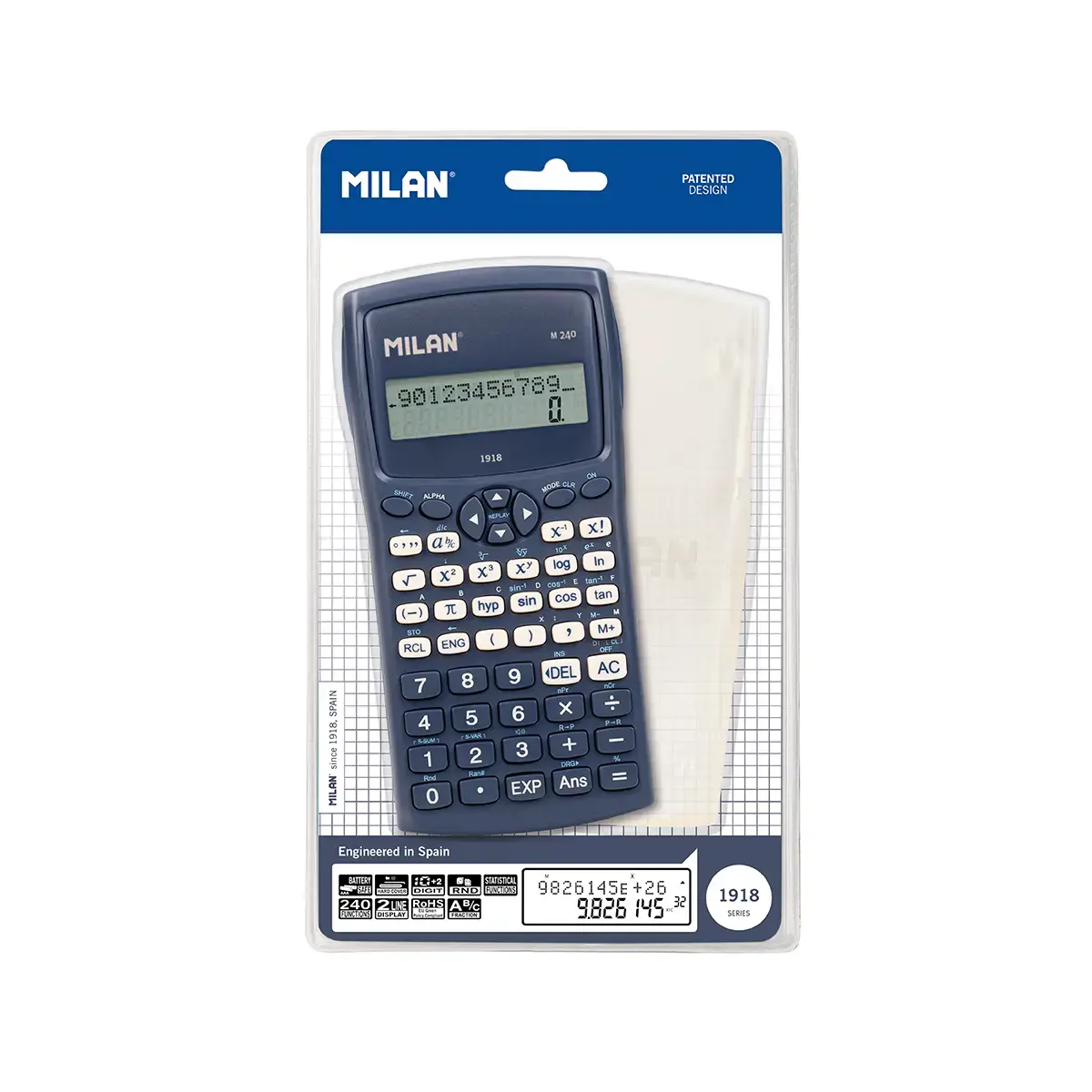 Blister calculatrice scientifique M240, 430 since 1918 collection, bleu
