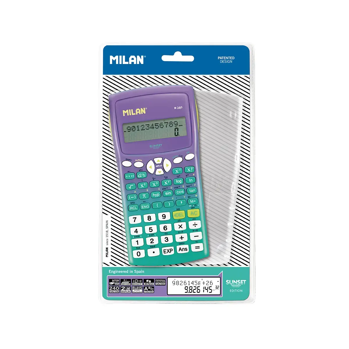 Blister calculatrice scientifique M240 Sunset turquoise