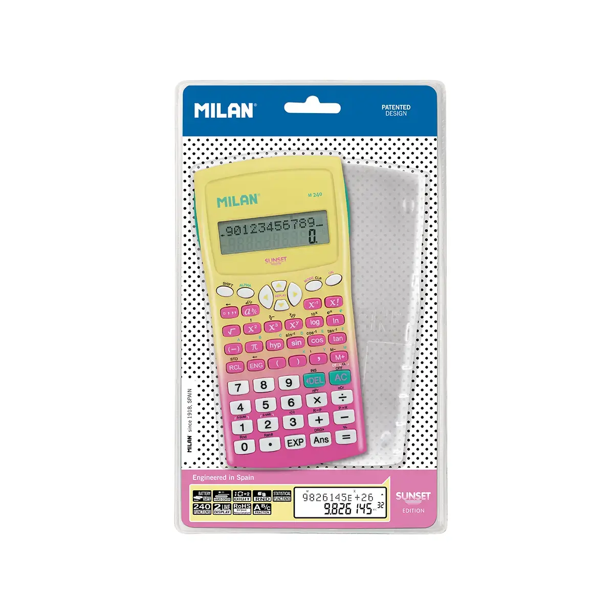 Blister calculatrice scientifique M240 Sunset rose