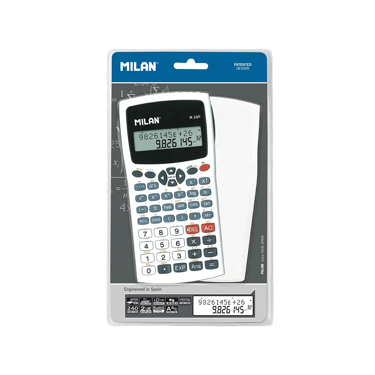 Blister calculatrice scientifique blanche M240