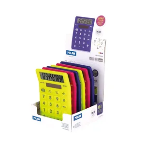 Boîte présentoir 6 calculatrices de bureau 10 chiffres série Acid, couleurs assorties