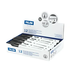 Boîte 12 feutres pour tableau blanc pointe ronde noir (Ø 4,7 mm)