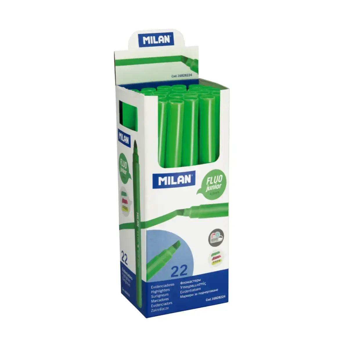 Boîte présentoir 22 marqueurs fluorescents Junior vert