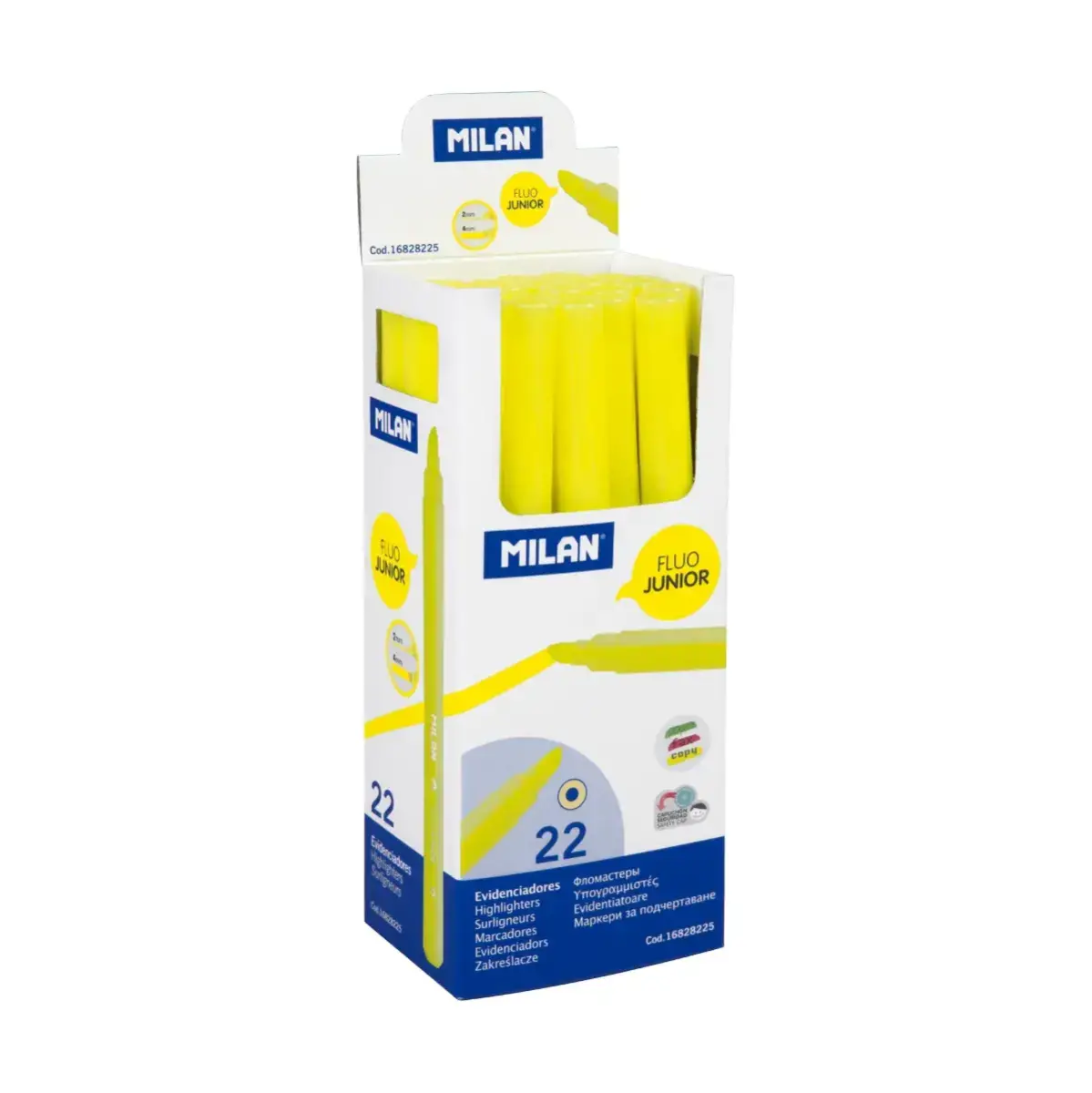 Boîte présentoir 22 marqueurs fluorescents Junior jaune