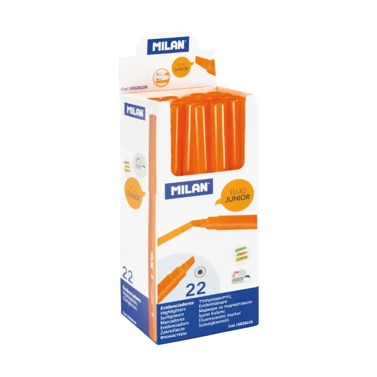 Boîte présentoir 22 marqueurs fluorescents Junior orange