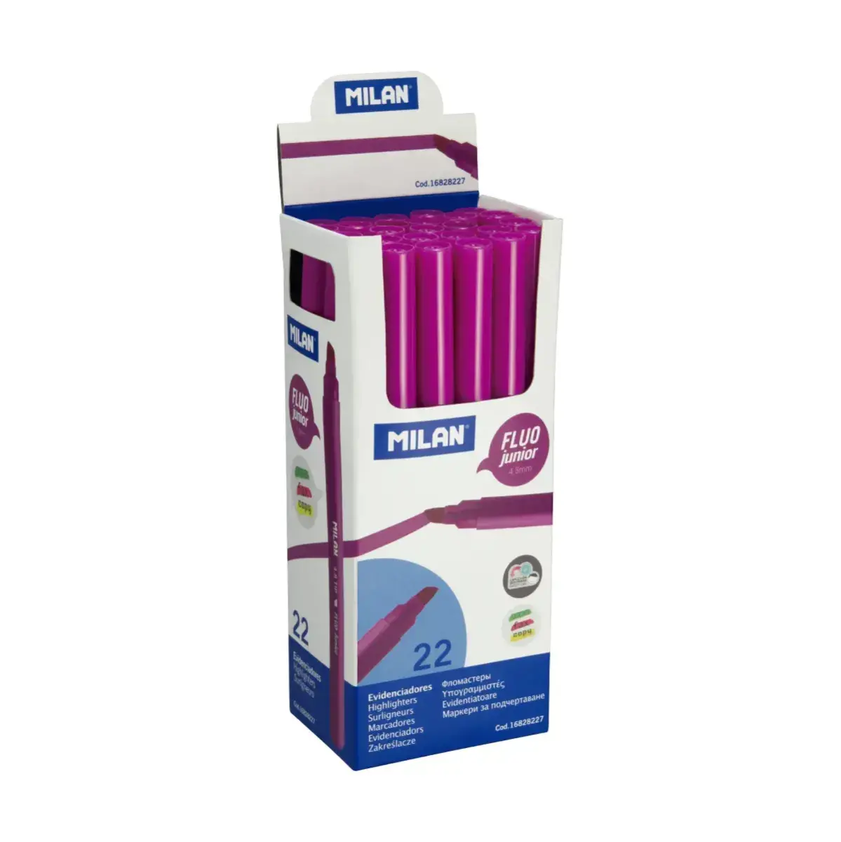 Boîte présentoir 22 marqueurs fluorescents Junior lilas