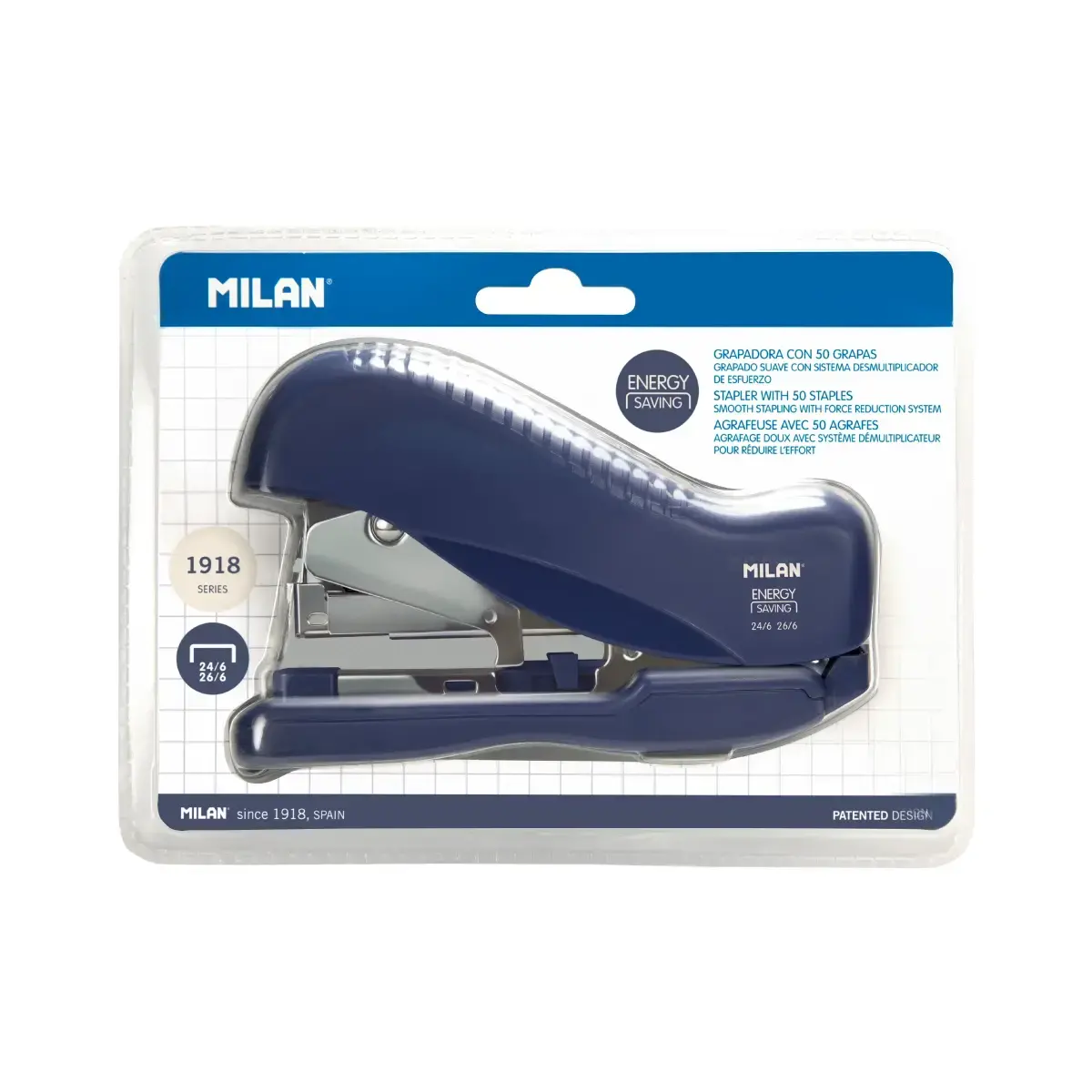 Blister agrafeuse démultiplicatrice de force 'energy saving' bleu marine, 430 since 1918 collection