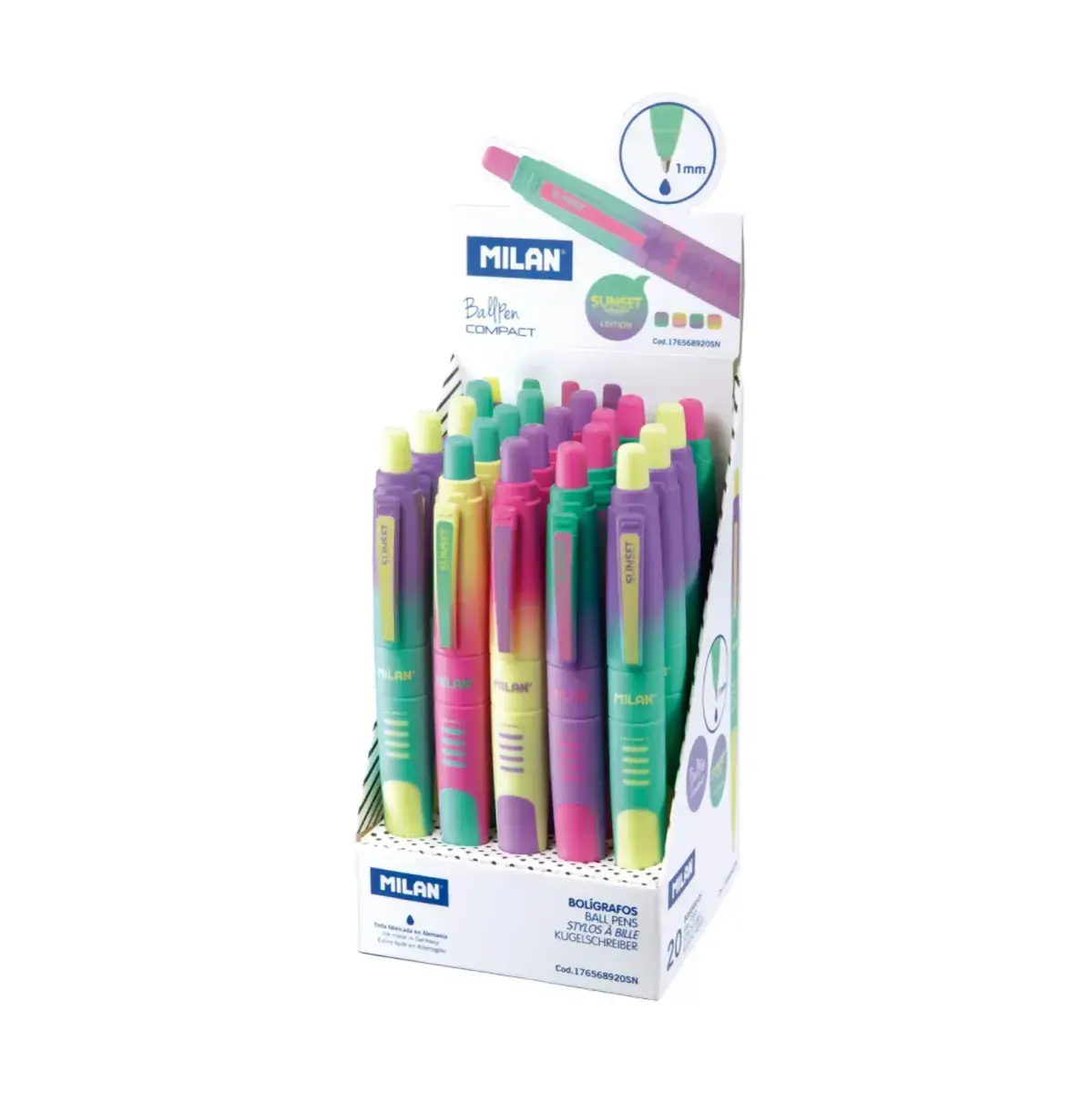 Boîte présentoir 20 stylos COMPACT Sunset, encre bleue