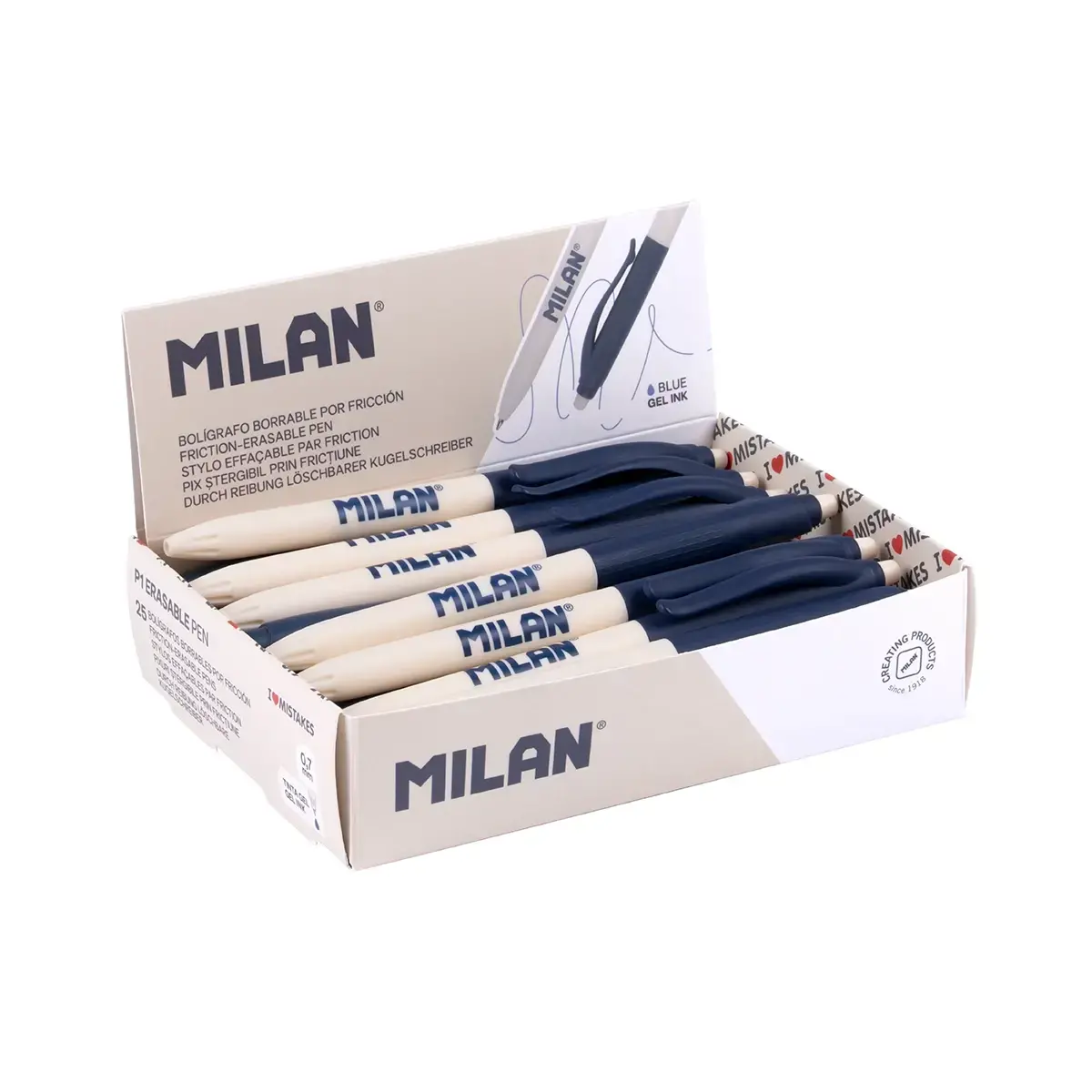 Boîte présentoir 25 stylos à bille P1 'EFFAÇABLE' à encre effaçable parfriction