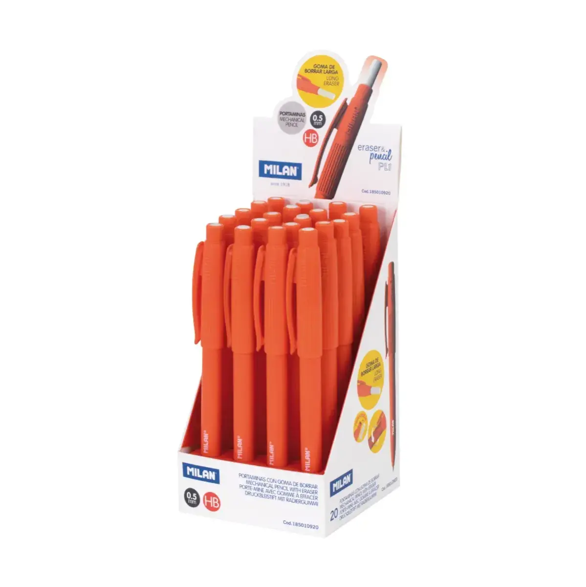 Boîte présentoir 20 porte-mines PL1 0,5mm HB orange
