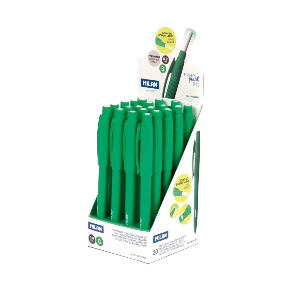 Boîte présentoir 20 porte-mines PL1 0,9 mm B, vert