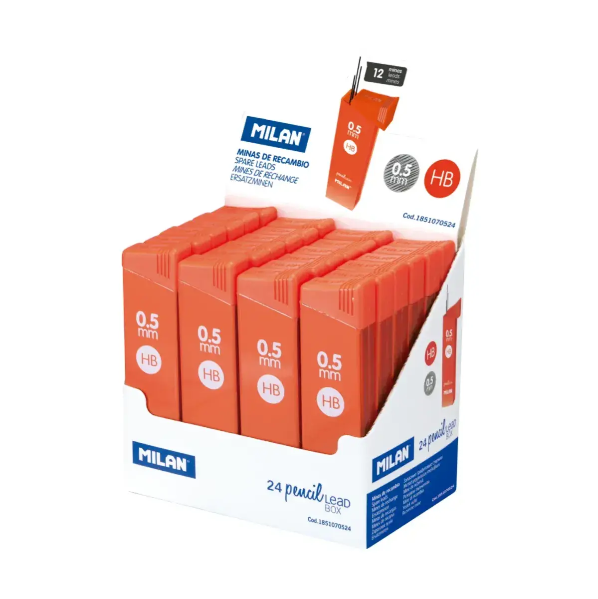 Boîte présentoir 24 petites boîtes de 12 mines 0,5 mm HB