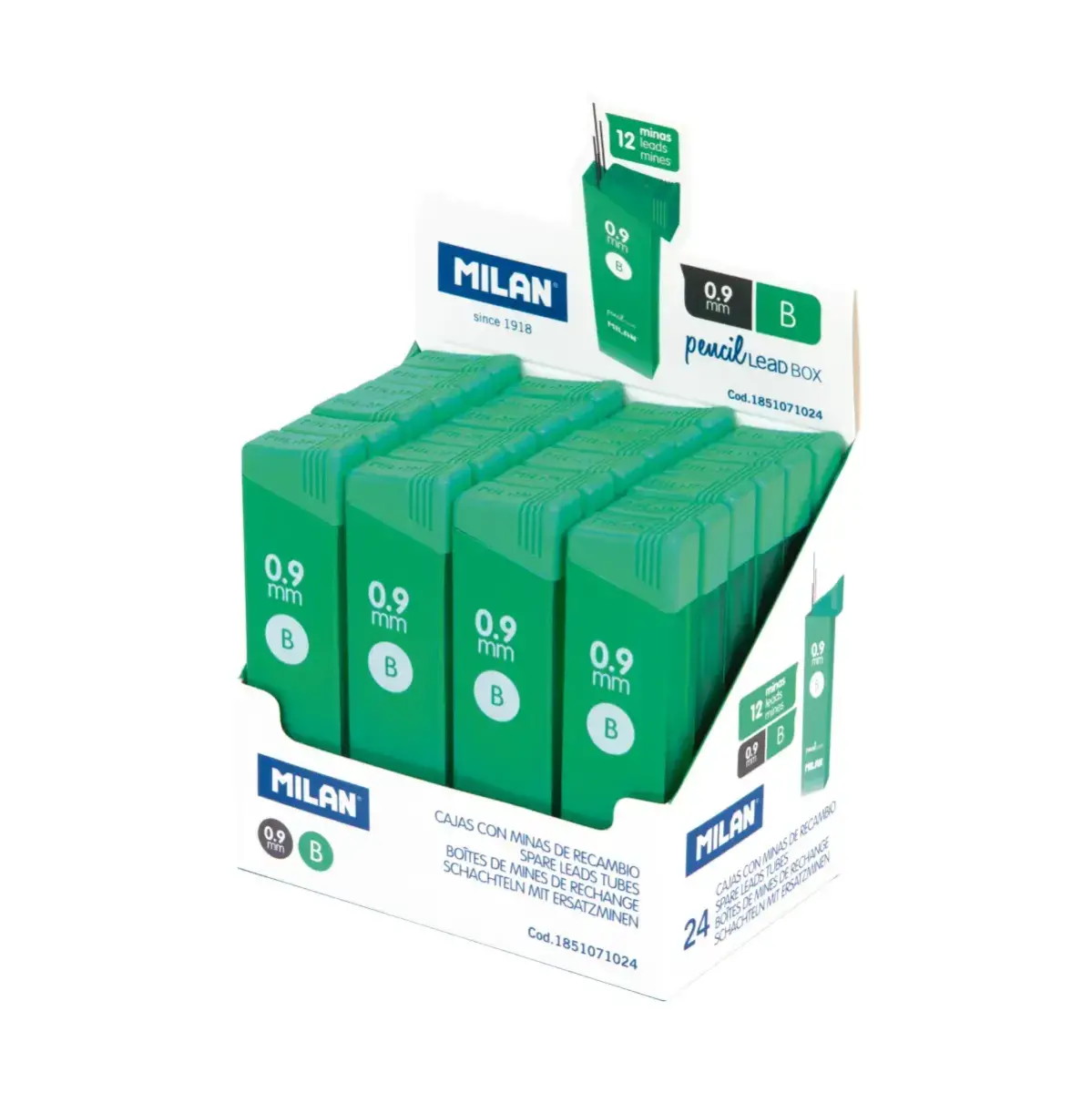 Boîte présentoir 24 petites boîtes de 12 mines graphite 0,9 mm B
